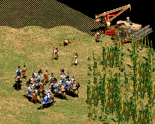 弓騎兵で農民を襲う